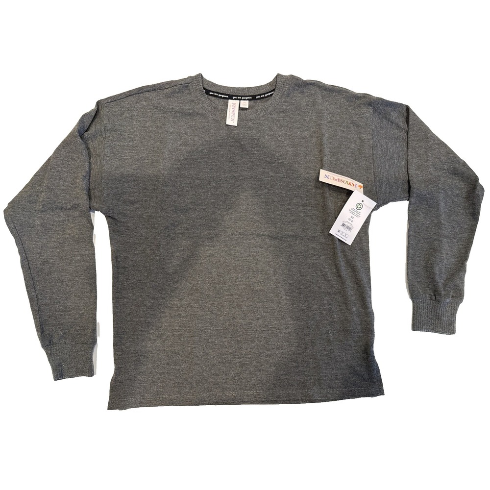 Joyspun Long Sleeve Hacci Top / Shirt - Gray - XS  Extra Small 0-2  New  NWTs